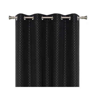 Zasłona z kółkami MIGOT 140 x 260 cm czarna - Zasłony - miniaturka - grafika 1