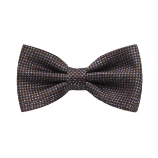 Mucha brązowo-granatowa w krateczkę EM 19 - EM Men's Accessories - Krawaty i muchy męskie - miniaturka - grafika 1