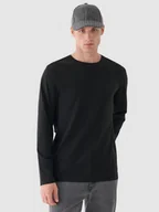Koszulki męskie - Męski longsleeve basic Outhorn OTHWAW24TLONM415 - czarny - miniaturka - grafika 1