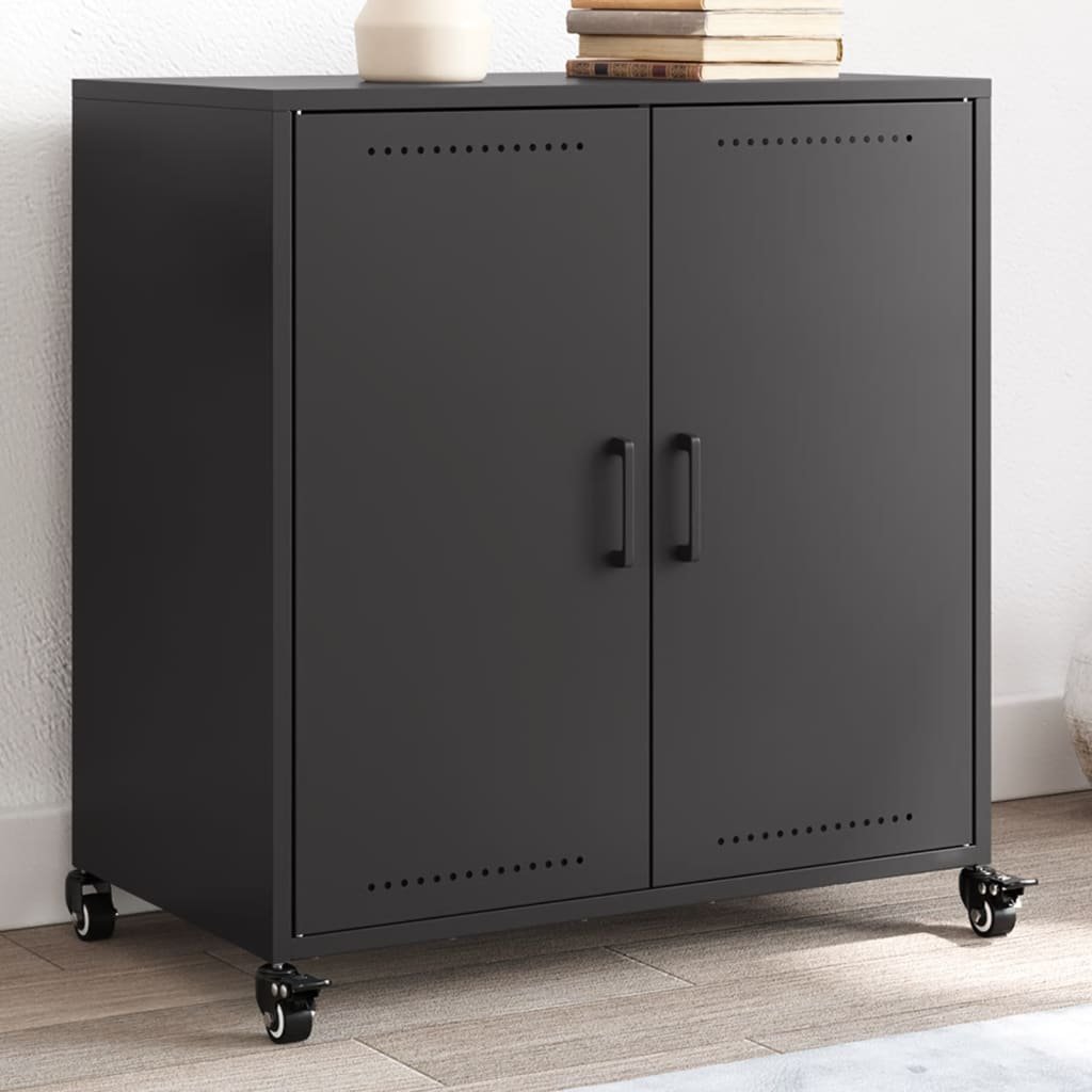 vidaXL Szafka, czarna, 68,5x39x72 cm, stal walcowana na zimno