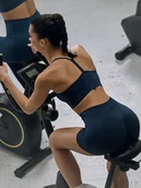 Spodenki damskie - 4F Legginsy krótkie treningowe bezszwowe damskie - granatowe XS/S - miniaturka - grafika 1