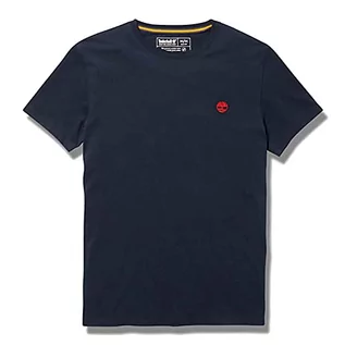 Koszulki męskie - Timberland Koszulka męska Ss Chest Tree Logo Jersey Slim Tee, 433 granatowy, L - grafika 1