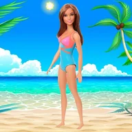Lalki dla dziewczynek - Mattel Barbie Lalka Plażowa Szatynka w Niebieskim Stroju - miniaturka - grafika 1