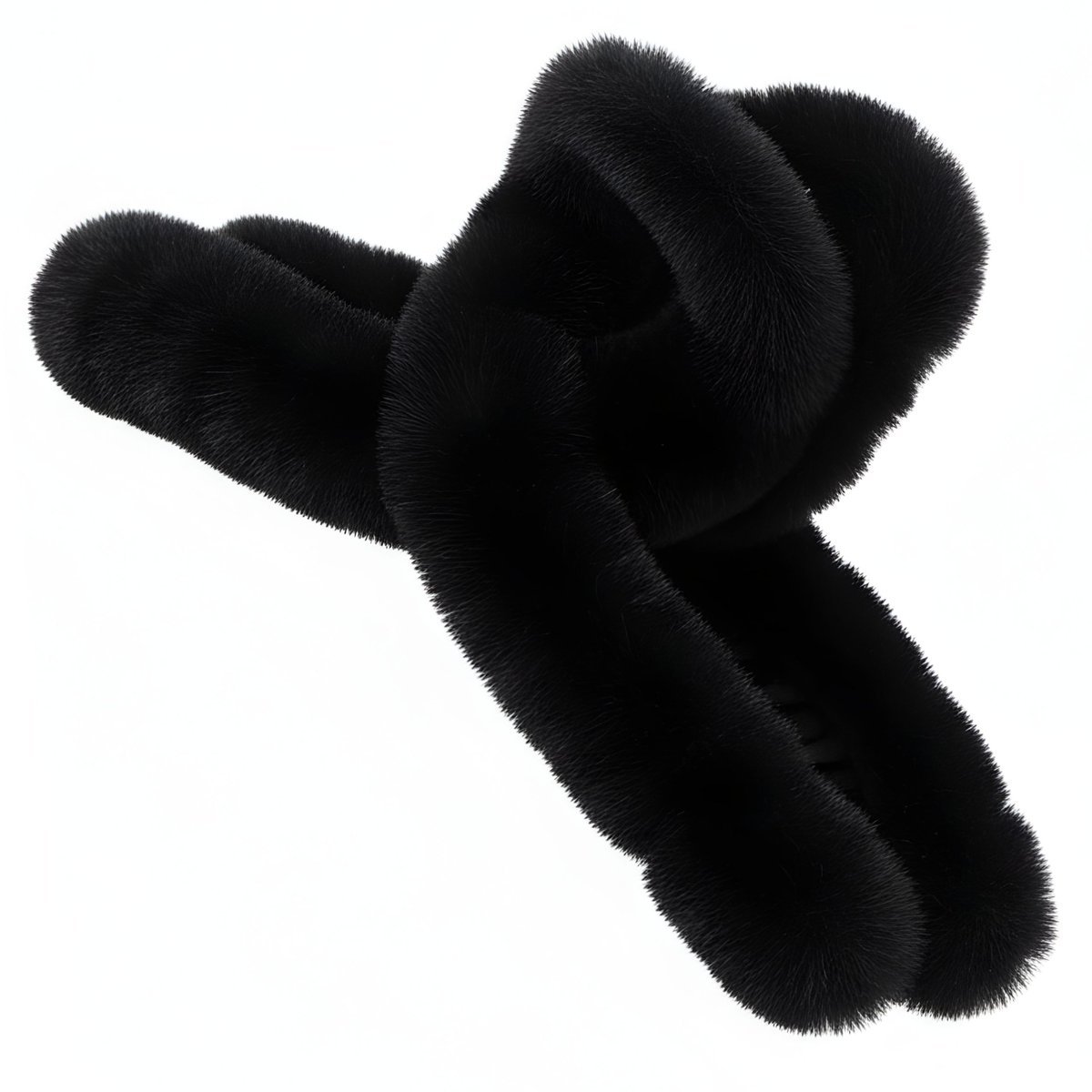Klamra do Włosów Czarna Duża z Futerkiem Pluszowa Długa Zimowa Puszysta