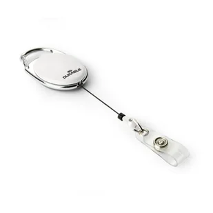 Mechanizm ściągający Jojo Style metalowe zapięcie długość linki 80 cm Durable biały 832402 - Identyfikatory - miniaturka - grafika 1