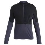 Bluzy sportowe męskie - Męska bluza Icebreaker Men Merino 200 Realfleece™ Descender LS Half Zip Rozmiar: XL / Kolor: czarny - miniaturka - grafika 1