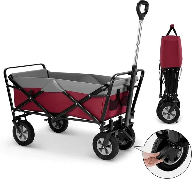 Wózek Ogrodowy Ogrodniczy Piknikowy 100L 80KG Tkanina 600D Różowy Fuksja