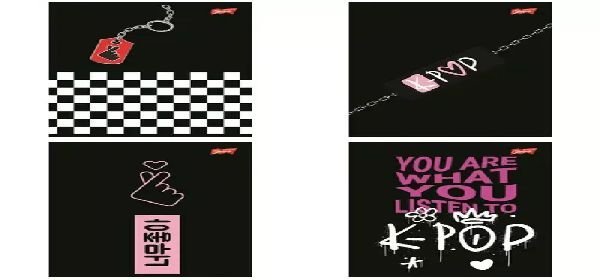 Paczka Zeszyt A5 60K.Krata Okładka Laminowana K-Pop Vibes Mix 10 Sztuk