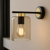 Lampy ścienne - Wyjątkowy kinkiet z kloszem w kolorze miodu K-5523 z serii AURELIA - miniaturka - grafika 1