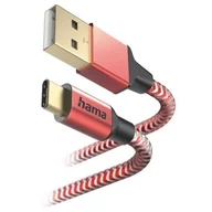 Kable - Kabel USB HAMA Ładujący/Data Reflected USB-C USB-A 1.5m Czerwony 201559 - miniaturka - grafika 1
