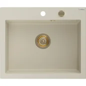 Zlewozmywaki - Mexen Elix zlewozmywak granitowy 1-komorowy 600 x 500 mm, beżowy, syfon złoty - 6525601005-69-G - miniaturka - grafika 1