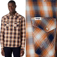 Koszule męskie - Wrangler LS WESTERN SHIRT Golden Oak BAWEŁNIANA KOSZULA W KRATĘ REGULAR S - miniaturka - grafika 1