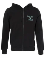 Bluzy męskie - Emporio Armani Męska bluza zapinana na zamek Iconic Terry, czarny, XL - miniaturka - grafika 1