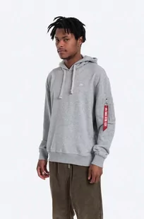 Alpha Industries bluza X-Fit Hoody męska kolor szary z kapturem gładka 158321 17 158321.17 - Bluzy męskie - miniaturka - grafika 1