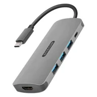 Huby USB - Sitecom adapter USB-C na HDMI - z zasilaniem USB-C i 3 porty USB 3.0 CN-380 - miniaturka - grafika 1