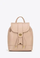 Torebki damskie - Damski plecak ze skóry z troczkami beżowy - miniaturka - grafika 1