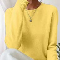 Swetry damskie - TEMU Damski sweter z długim rękawem, okrągły dekolt Jednokolorowy, luźny krój, prążkowany dołek, krój H, idealny na jesień/zimę, ciepła wełna 197g, - miniaturka - grafika 1