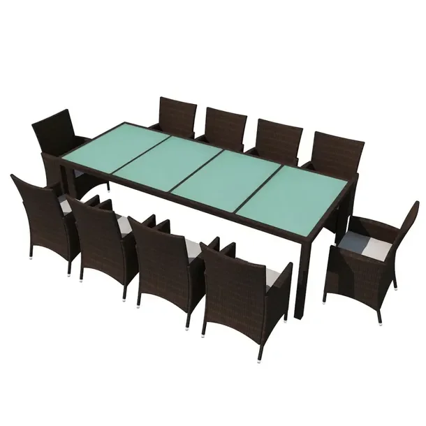 Zestaw Mebli Ogrodowych Rattanowych, Stół 250x100x74 cm, Krzesła 59x60x8