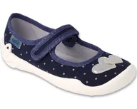 Buty dla dziewczynek - Kapcie dziecięce Befado 114Y545 baleriny dziewczęce granatowe do szkoły-32 - miniaturka - grafika 1