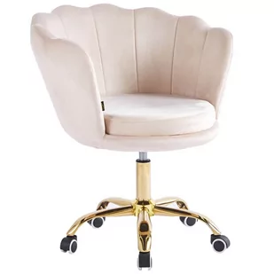 Krzesło obrotowe muszelka DC-6099 beż welur nogi złote - Krzesła - miniaturka - grafika 1