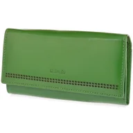 Portfele - Portfel damski o mocnym kolorze - ciemnozielony - miniaturka - grafika 1