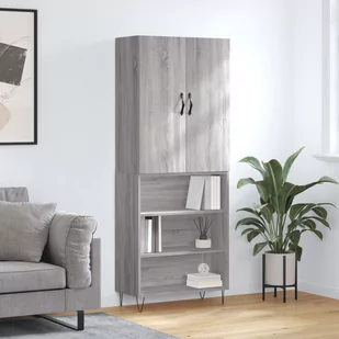 vidaXL Witrynka szary dąb sonoma 69,5x34x180cm materiał drewnopochodny - Szafki nocne - miniaturka - grafika 1