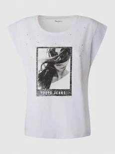 Pepe Jeans Koszulka w kolorze białym - Koszulki i topy damskie - miniaturka - grafika 1