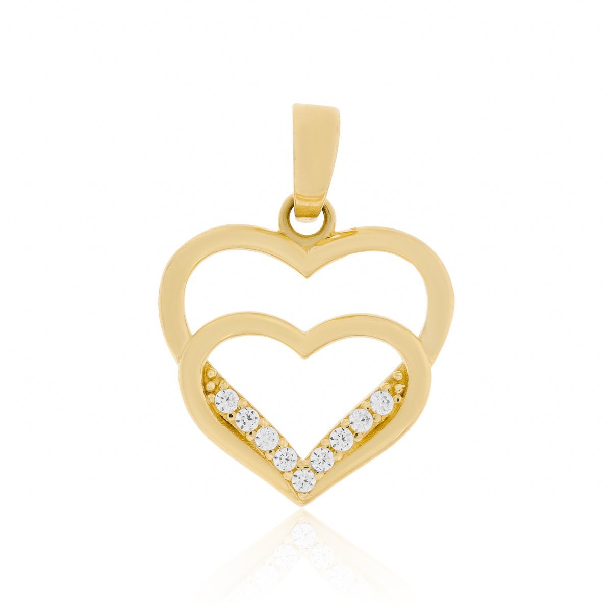 Złota zawieszka serduszko z cyrkoniami pr. 333