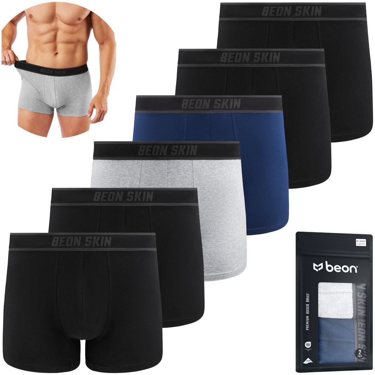 Bokserki męskie MB-G11 Coal Black 4x, Navy Blue 1x, Granite Grey 1x XXL