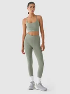 Spodnie sportowe damskie - Damskie legginsy treningowe 4F 4FWAW24TFTIF269 - oliwkowe - miniaturka - grafika 1