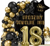 Urodziny dla dorosłych - Balony Na Osiemnastkę 18 Urodziny Baner Dekoracyjny Personalizowany Imię - miniaturka - grafika 1