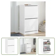 Szafki na buty - The Living Store Szafka na buty z 2 klapami biała 60x42x108 cm - miniaturka - grafika 1