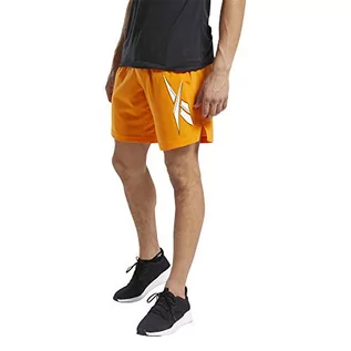 Spodnie męskie - Reebok Reebok Męskie krótkie spodnie Wor Woven Graphic Short pomarańczowa pomarańczowy XS FU3347 - grafika 1