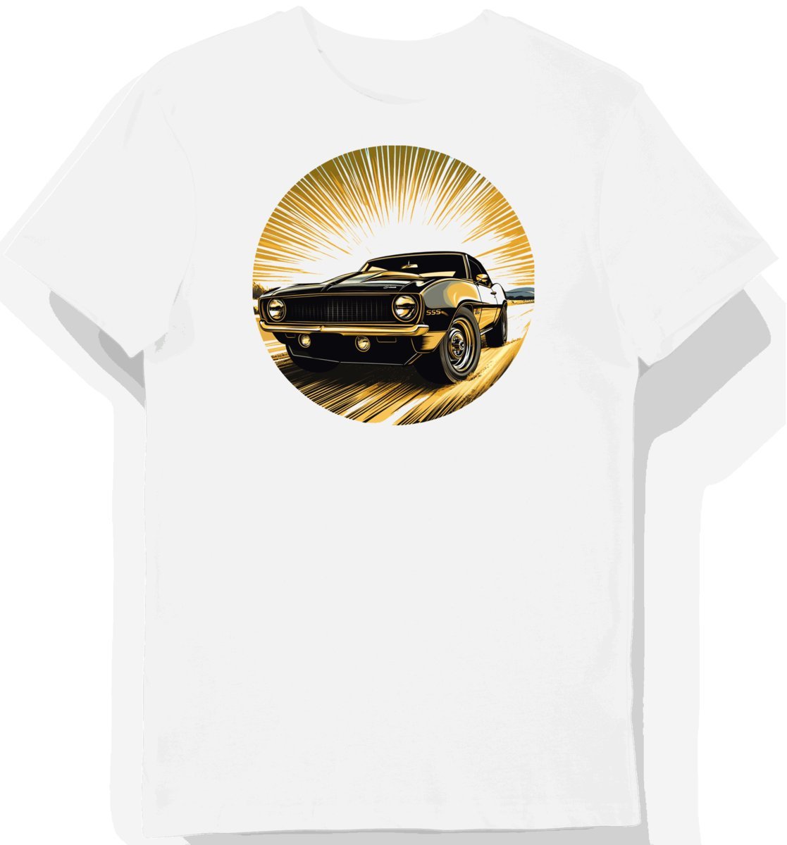 Koszulka męska biała z motywem klasycznego Camaro XL