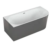 Wanny - Polimat Wanna narożna lewa Sola 170x75 cm owalna stylowy grafit syfon i przelew chrom 00673 - miniaturka - grafika 1