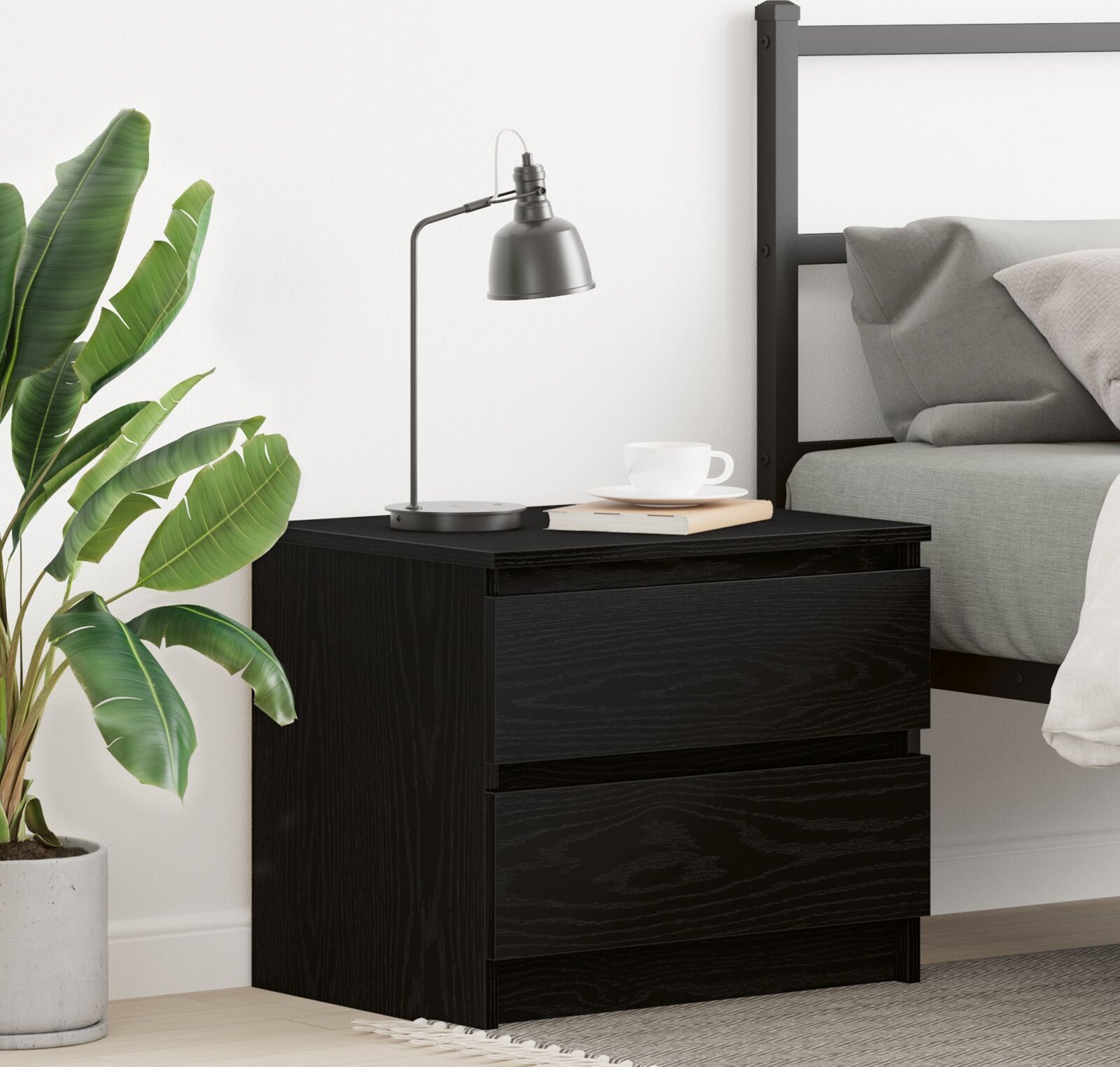 vidaXL Szafka nocna Czarny dąb Materiał drewnopochodny 50x40x43,5 cm