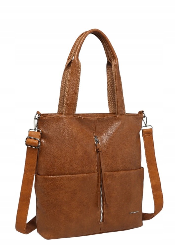 Stylowa Torebka Damska Shopper Brązowa Format A4 LUIGISANTO V0427-4 Camel