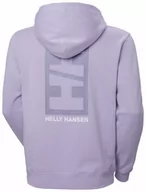 Bluzy sportowe męskie - Męska bluza dresowa nierozpinana z kapturem Helly Hansen Core Graphic Sweat Hoodie - fioletowa - HELLY HANSEN - miniaturka - grafika 1