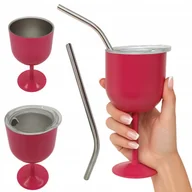 Kubki termiczne - KUBEK KIELICH KIELISZEK TERMICZNY METALOWY Z METALOWĄ SŁOMKĄ DRINKI 11,5 CM - miniaturka - grafika 1