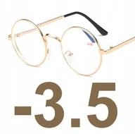 Okulary korekcyjne, oprawki, szkła - OKULARY KOREKCYJNE okrągłe złote -3.5 - miniaturka - grafika 1