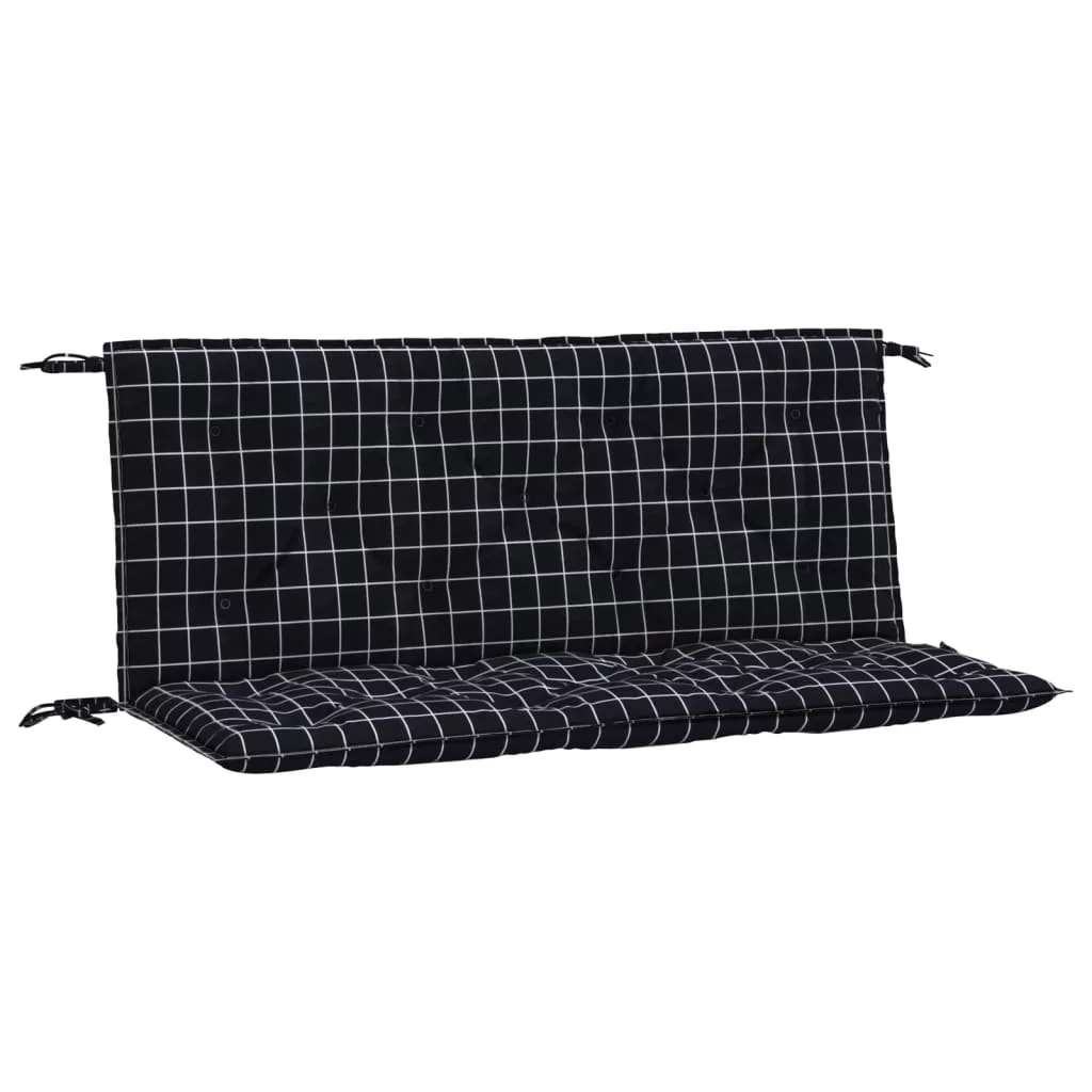 Poduszki na ławkę ogrodową, 2 szt., czarne w kratę