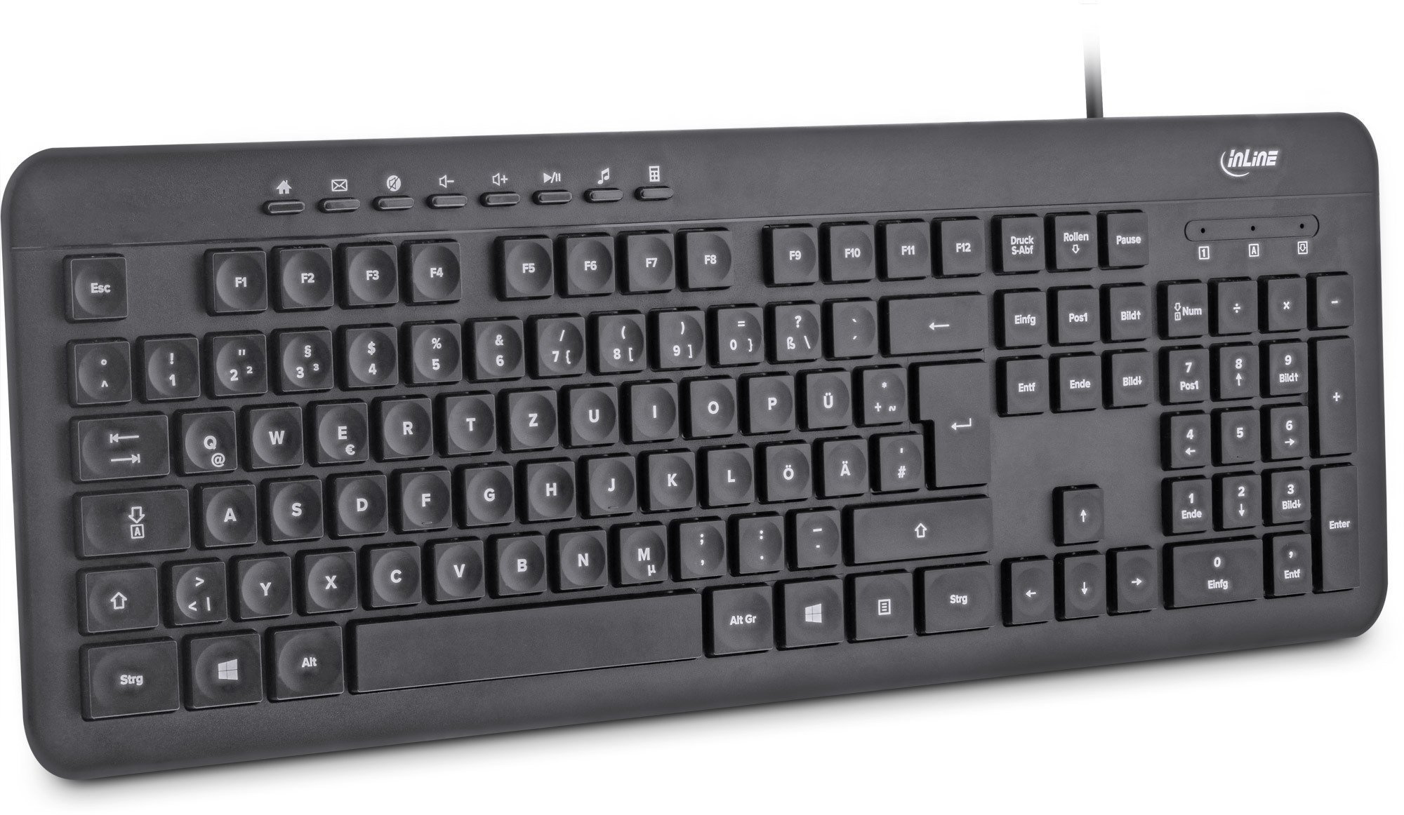 InLine ® Keyboard USB Cable flat keys układ niemiecki black 55369A