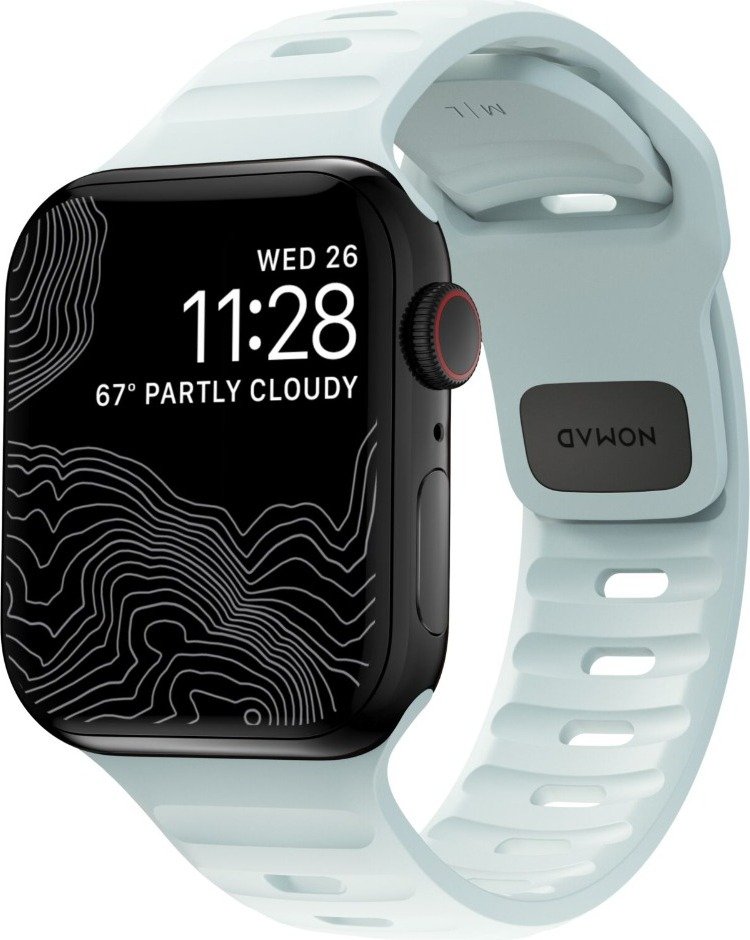 Nomad Pasek Sport Strap Apple Watch 42/41/40/38 mm, biały, świecący w ciemności na niebiesko