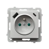 Gniazdka elektryczne - Ospel gniazdo pojedyncze z ładowarką USB A+C SONATA - srebrny mat - miniaturka - grafika 1