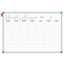 Tablica planer, tygodniowy, nadruk w kolorze czarnym, rama aluminiowa classic, model 4, 90x60 cm - Planery - miniaturka - grafika 1