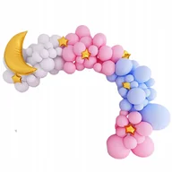 Baby shower i roczek - BALONY RÓŻOWE BIAŁE NIEBIESKIE GIRLANDA BALONOWA URODZINY BABY SHOWER - miniaturka - grafika 1