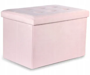 Pufa składana XL z guzikami - 60x38x38cm aksamit róż - Pufy i podnóżki - miniaturka - grafika 1