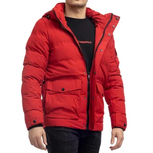 Kurtka Zimowa Męska Puchowa z kapturem ciepła X-FEEL 99525 Czerwona XL - Kurtki męskie - miniaturka - grafika 1