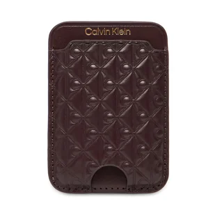 Etui na karty kredytowe Calvin Klein Aop Leather Magnetic Card Case LV04F1100G Bordowy - Etui na dokumenty i karty - miniaturka - grafika 1