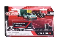 Samochody i pojazdy dla dzieci - Majorette 2 pojazdy z przyczepą MACK Granite + NISSAN GT-R Nismo GT3 - miniaturka - grafika 1